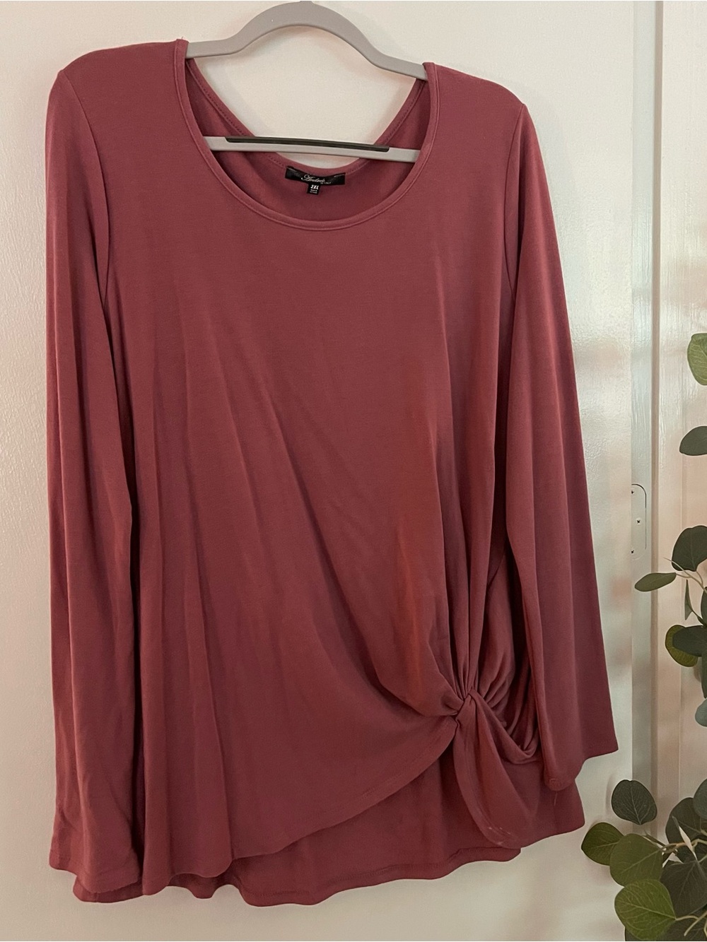 ANDREE BY UNIT Twist-Knot Long Sleeve Top - Rose Mauve